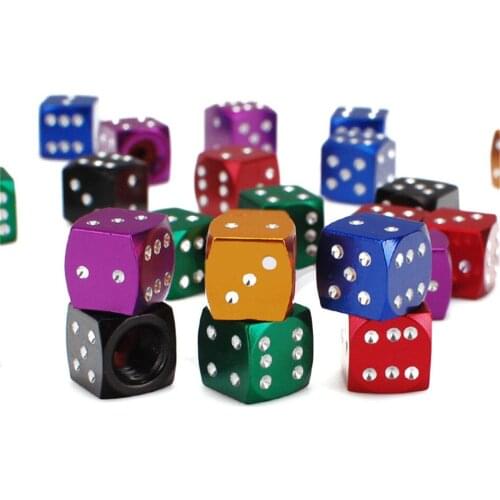 Hot Fashion Colorful Dice Car Moto Bicycle Tire Air Valve Caps Dust Cove Aluminum Alloy Lovely Wheel Air Dust Caps Auto Parts