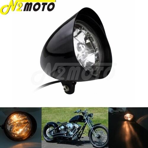 H4 12V Motorcycle Retro Custom Headlight Billet Bullet Visor Head Lamp For Harley Sportster Softail Bobber Chopper Cafe Racer
