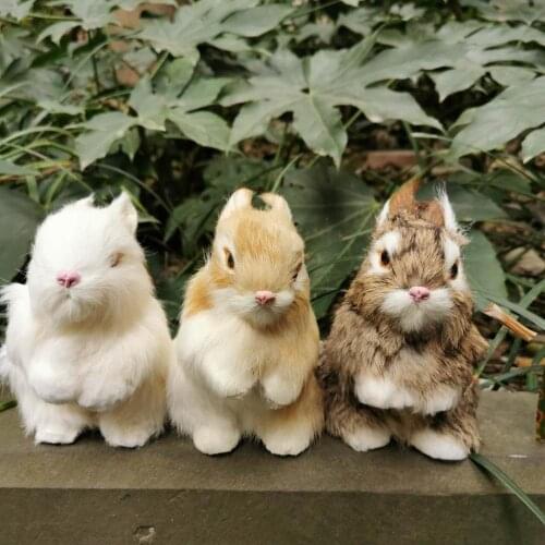 13.5*8*12cm,Artificial Real Fur Rabbit,High Simulation Bunny for Wedding Garden Home Decoration accessories,Birthday kids gift