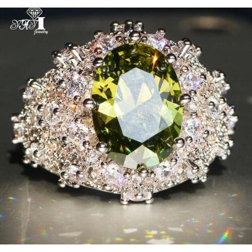 YaYI Fine Jewelry Fashion Princess Claw Set Cut Green Cubic Zirconia Silver Color Engagement Wedding Party Gift Starfish Rings