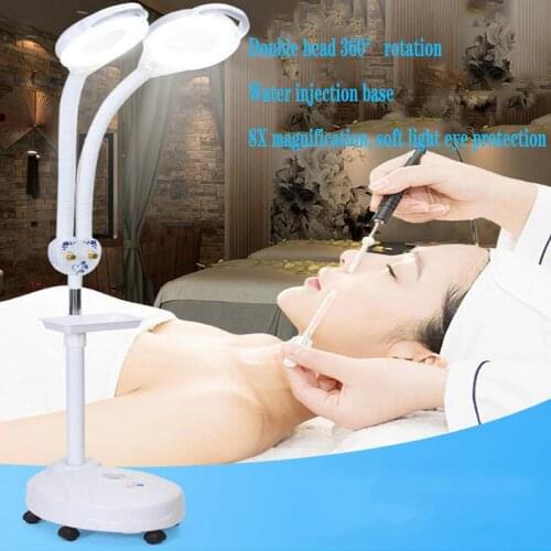 Double LED Light Magnifier 8X Diopter 120 LED Magnifier Floor Lamp Magnifier Glass Cold Lig Len Facial Light Beauty Salon