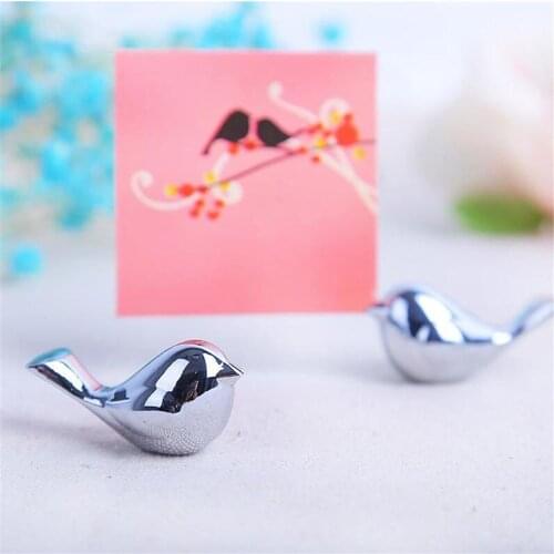 Hot Selling Newest Table Decoration Party Love Birds Wedding Place Card Holder Brushed Silver Placecard Photo Frame 100Pcs/Lot