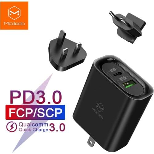 Mcdodo 30W PD USB Charger 3 In 1 EU US UK Plug Travel Wall Adapter for Macbook IPhone Samsung Xiaomi Huawei 5A Super Fast Charge