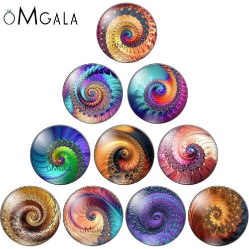 Fashion Colorful Fractals Rotating pattern 10pcs 12mm/18mm/20mm/25mm Round photo glass cabochon demo flat back Making findings