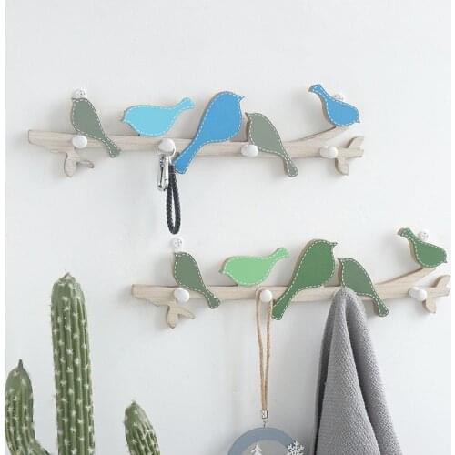 1Pc Wall-Mounted Garden Wooden Bird Hooks Household Decoration Kitchen Supplies Storage Behind The Door Key Towel Coat Hat Rack