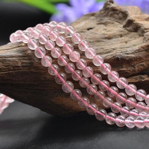 Joanlyn Grade A Natural Ice Strawberry Quartz Beads NOT Dyed 6.5mm-8mm Smooth Polished Round 15 Inch Strand ST17