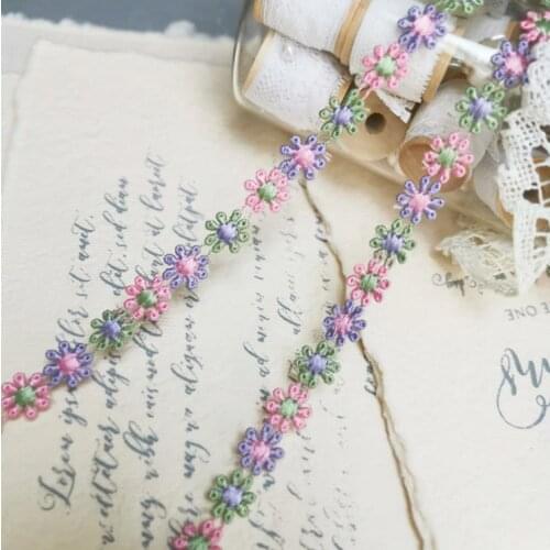New Arrival 3 Meters/lot Hot Sale 10mm Width Colorful Fabric Flower Venise Lace Trim Applique Sewing Craft