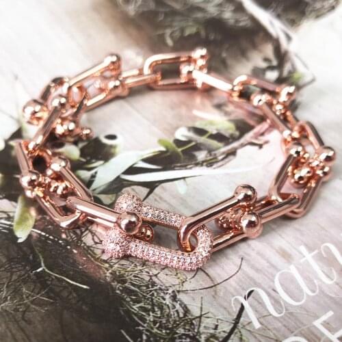 New ladies S925 sterling silver rose gold letters full of zircon silver bracelet jewelry couple personalized holiday gifts
