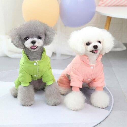 Pet Clothing Dog Clothes Autumn and Winter New Style Teddy Small Dog Pet Clothing Winter 21 Candy Four-leg Cotton Coat