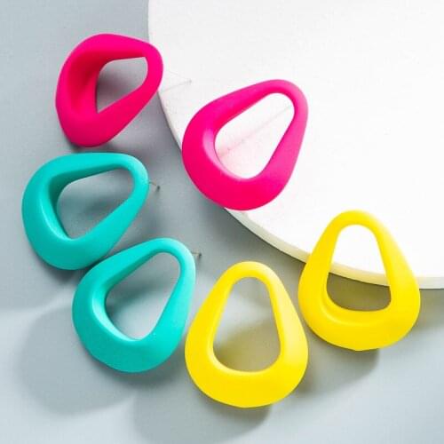 Origin Summer Minimalist Arcylic Candy Colors Dangle Earring for Women Girls Hollow Irregular Geometrical Earring Jewelry