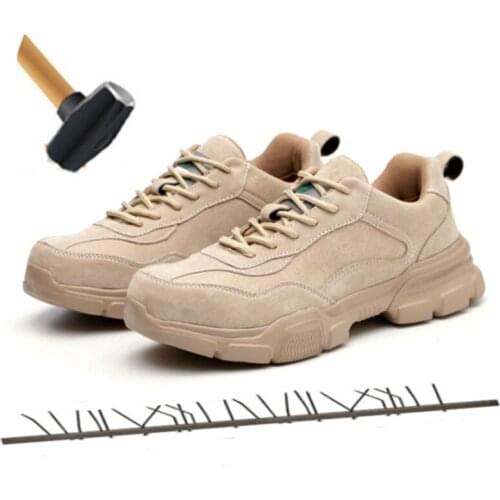 Unisex Genuine Leather Work Boots Men Safety Shoes Steel Toe Cap Breathable Waterproof Soft Designer Retro Tactical Boots