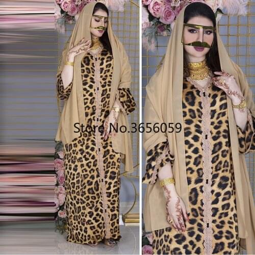 Ramadan Eid Mubarak Dresses Abayas For Women Abaya Dubai Turkey Islam Leopard Muslim Hijab Jalabiya Dress Vestidos Robe Kaftan