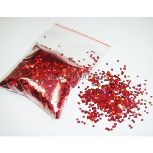 Free Shipping-50g/bag x 2mm(1/12")Laser Red Glitter Hexagon Paillette Spangles Shape for DIY Nail Art Decoration