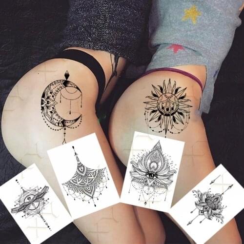 Waterproof Temporary Tattoo Sticker Moon Sun Fake Tatto Flash Tatoo Tatouage Temporaire Stickers Arm Leg Neck for Men Girl Women
