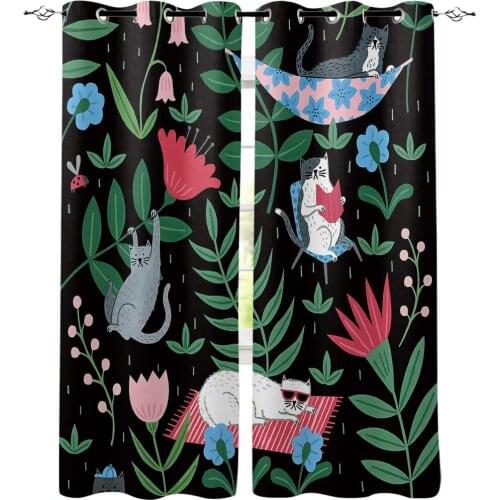 Green Kitty Flower Window Treatments Curtains Valance Bathroom Kitchen Kids Room Curtain Window Treatment Window Treatment