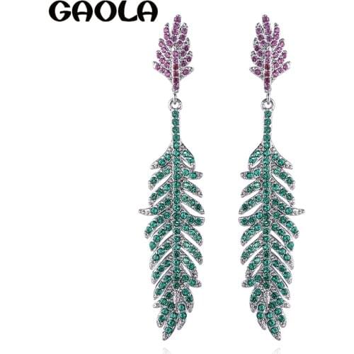 GAOLA New Cubic Zirconia Plant Shape Dangle Earrings For Women Christmas Gift GLE9044