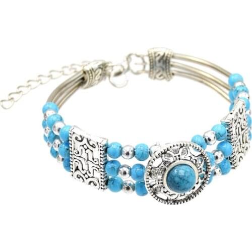 Exquisite Beaded Turquoise Bracelet For Women Hand-Woven Hollow Flower Charm Bracelet Gypsy African Tribe Fashion Jewelry Gift