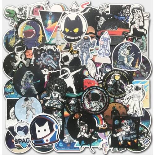 100PCS Cool Outer Space Astronaut Stickers Toys for Children Rocket Ship Planet Sticker to Skateboard Luggage Laptop Car Decals
