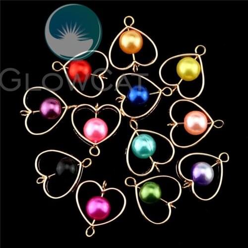 12X Charm Heart Pendant 24x21mm Gold Color Pendants Accessories For Handmade Keychain Dangel Jewelry 22549