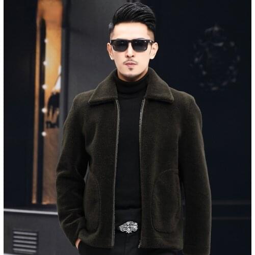 2021 Mens Winter New Thick Leather Jacket Mens Casual Long Sleeve Overcoat Outerwear Fashion Real Fur Warm Coat for Male U03