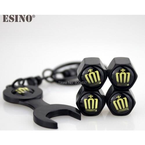 40 x Car Styling Stainless Steel Zinc Alloy Wheel Tire Valve Stem Caps Royal Crown Universal Fit With Mini Wrench Key Chain