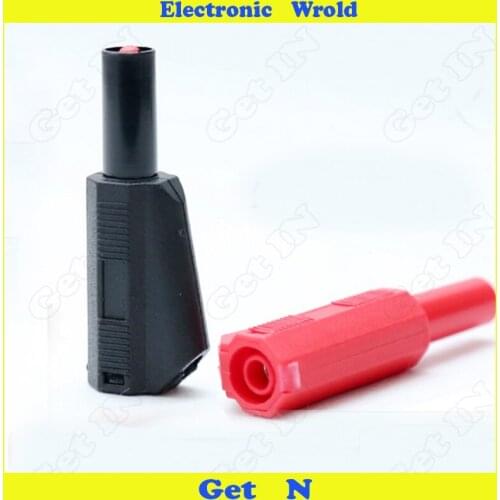 50pcs 4mm Banana Plug Pure Copper High Pressure Jack Safety Jacket Stackable 10A-1KV H-2010