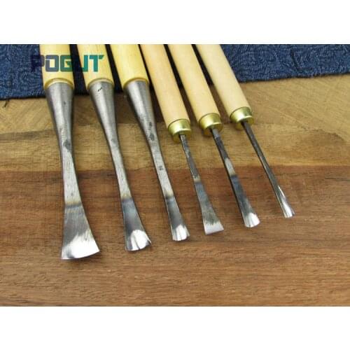 6pcs/pack Hand Wood Carving Knives Tools Root Chisel Made Ground By Hand