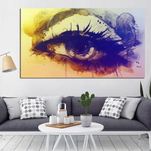 Print Abstract Psychedelic Watercolor Sexy Woman Eye Landscape Oil Painting on Canvas Art Modern Wall Picture for Living Room