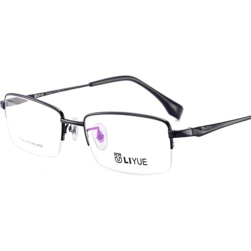 Pure Titanium Glasses Frame Men Optical mens eyeglasses frames Myopia Prescription glasses male Half Metal eyewear Spectacles