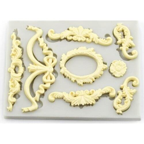 European Mirror frame embossed retro silicone mold fondant cake decoration silicone mold chocolate candy jelly mold dry Pace too