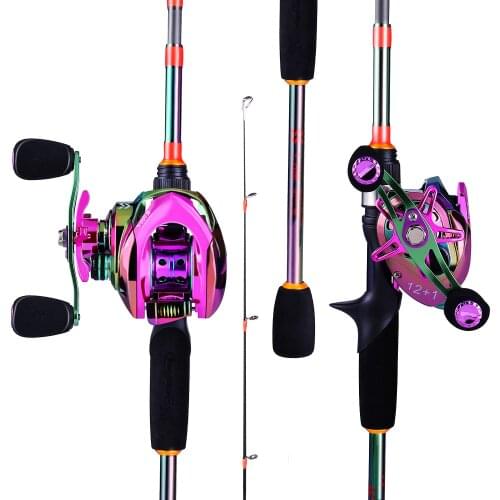Sougayilang Fishing Rod and Reel Combo 1.8M-2.4M Casting Fishing Rod Multicolor 12+1BB 7.2:1 Baitcasting Reel Fishing Sets