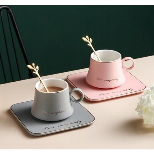 Classic Ceramic Mug Creative Phnom Penh Coffee Cup and Saucer Set Dessert Afternoon Tea Tableware With Tray Spoon Couple Cup