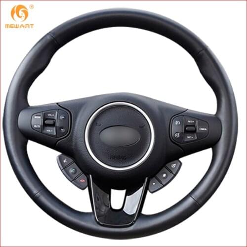 MEWANT Black Genuine Leather Car Steering Wheel Cover for Kia Carens 2012 2013 Interior Accessories Parts