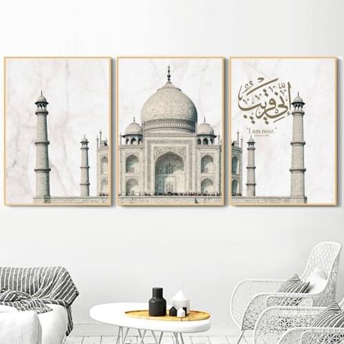 Wall Art Canvas Painting Taj Mahal Muslim Mosque Quran Allah Black White Nordic Posters And Prints Wall Pictures For Living Room