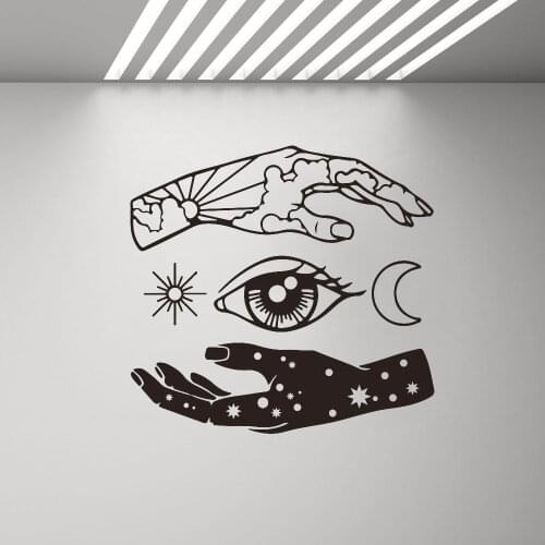Hand Moon Sun Eye Star Wall Decal Abstract Vinyl Art Stickers Wallpaper Living Room Home Decoration Wall Sticker Bedroom G277