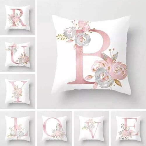 Pink Letter Decorative Pillow Cushion Covers Pillowcase Cushions for Sofa Polyester Pillowcover cuscini decorative PZ08