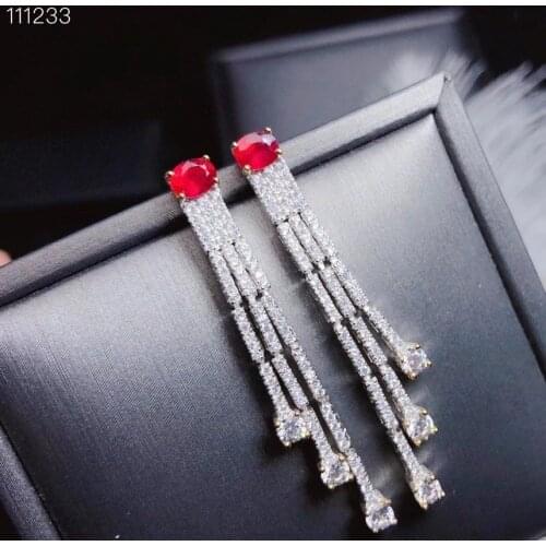 The latest designnatural ruby earings ladies Party Jewelry 925 pure silver high-end jewelry Monopoly