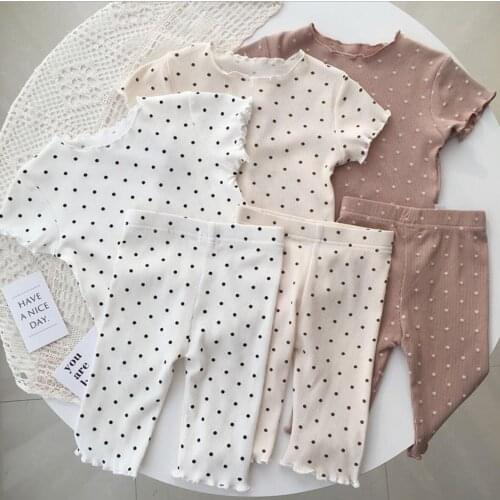 2021 new cotton girls boys 2 pcs set summer cotton t shirt+long pants cool soft kids pajama suit