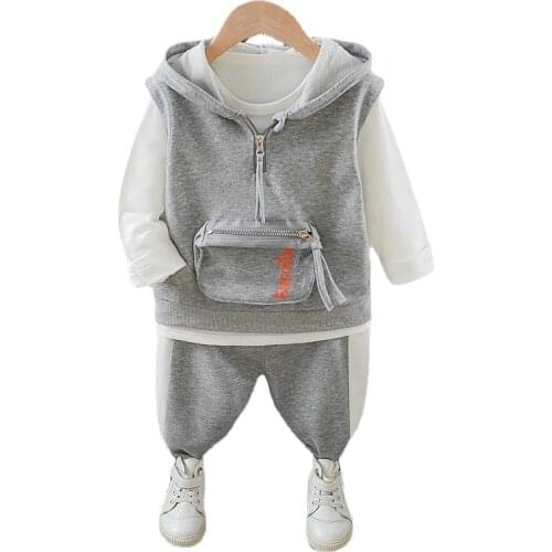 Fashion Autumn Baby Boys Girls Clothes Children Cotton Hooded Vest T-Shirt Pants 3Pcs/Set Toddler Active Costume Kids Tracksuits
