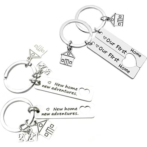 A Pair Of Stainless Steel Keychain Pendants, Couple Housewarming New Home Gift Pendant Keychain kind