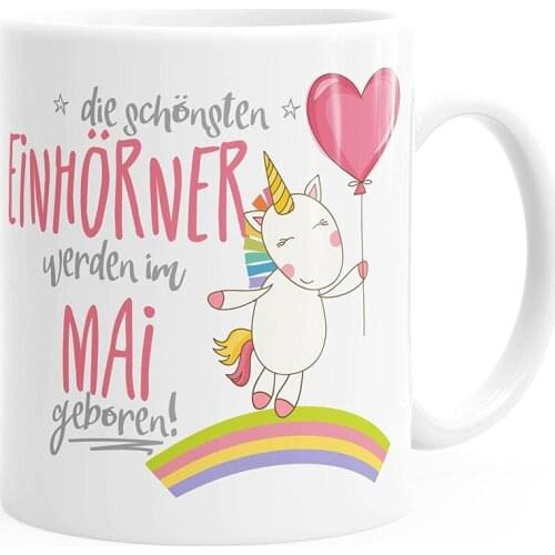 Gift Cup best unicorn was born in May birthday cup monochrome white coffee cup