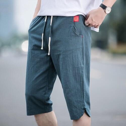 2020 casual shorts mens size pure cotton trend breathable mens seven-point pants youth five pants