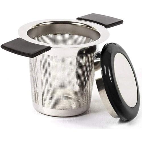 Practical Stainless Steel Infuser Strainer The The Colander with Handle End Hole and Lid for Mug Theory Mug or Aromatic Herbs in