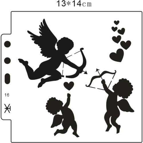 Hote Sale angel Cupid 13*14cm scrapbook stencils spray plastic mold shield DIY cake hollow Embellishment printing lace ruler