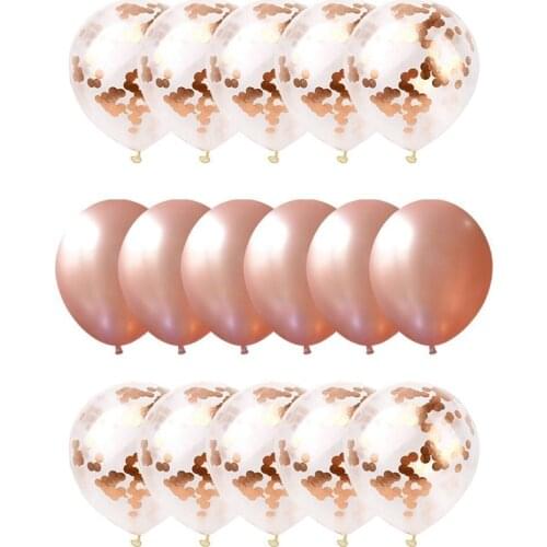 Rose Gold 12 inch Confetti Balloon Set 16 PcsElegant Latex Party Balloons for Weddings, Birthdays, Bridal Shower Balloon Decor