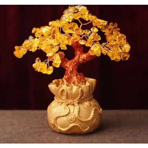 Lucky Money Tree Chinese Gold Ingot Resin Fortune Tree Ornament Wealth Ornament Home Office Table Decoration Tabletop Crafts
