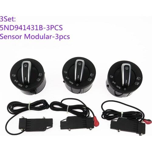 SCJYRXS 3Set Head Light Control Switch & Sensor Modular 5ND941431B For Passat B6 Golf MK5 6 Rabbit Touran Scirocco 5ND 941 431B