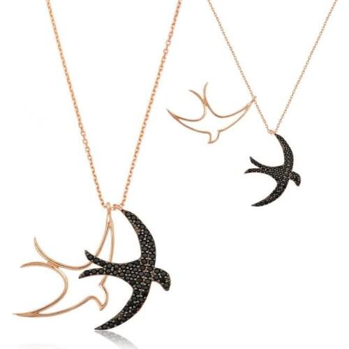 Silverlina Silver Swallow Pair Lady Necklace