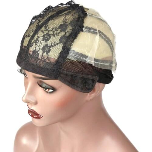 5pcs Weaving Cap for Making Wig with Adjustable Strap Dissolved Paper Mesh Wig Cap for Women Girls Black/Brown/Beige Medium Size