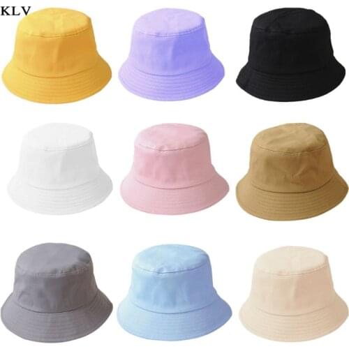 Korean Adult Kids Summer Foldable Bucket Hat Solid Color Hip Hop Wide Brim Beach UV Protection Round Top Sunscreen Fisherman Cap